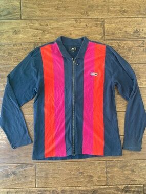 Obey Men's Polo Striped Sweater Long Sleeve Size Small Skater Streetwear